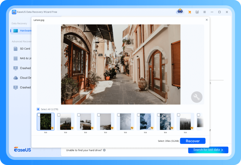 preview and recover data